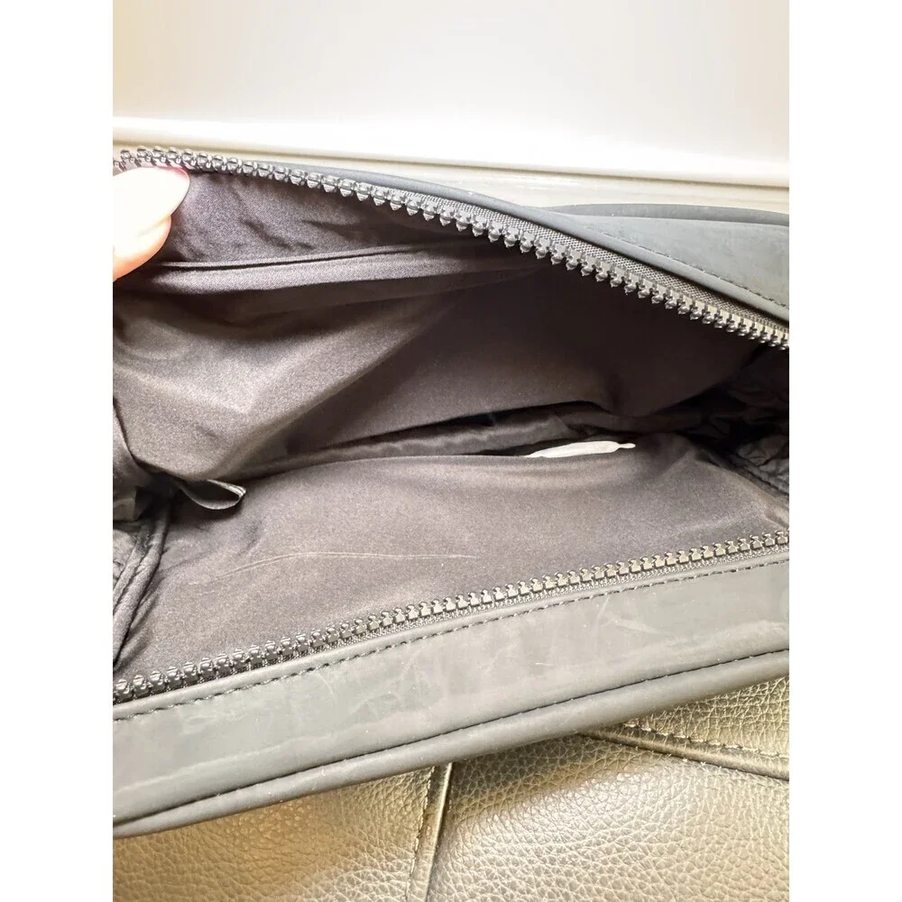 Valentino V Logo Cosmetic Bag Black Rubber Zip Pouch Travel Toiletry Case